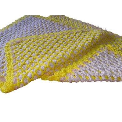 Tapete Crochê Dupla Face Artesanal Amarelo e branco