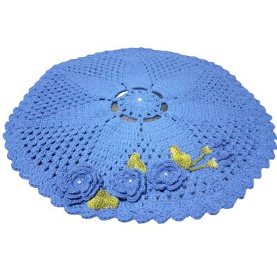 Tapete Azul de crochê Artesanal