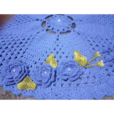 Tapete Azul de crochê Artesanal