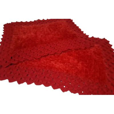 Tapete de crochê luxo vermelho Artesanal