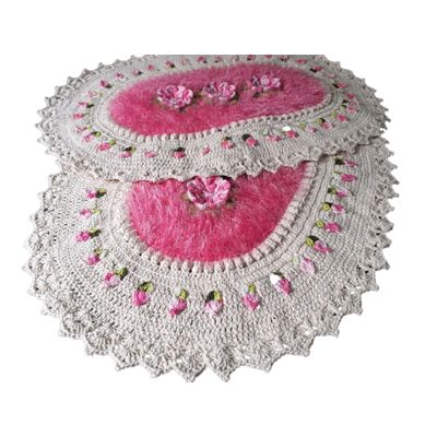 Tapete de Luxo crochê Artesanal Branco com Flor
