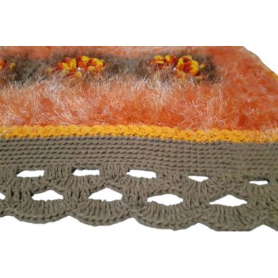 Tapete de crochê luxo laranja Artesanal
