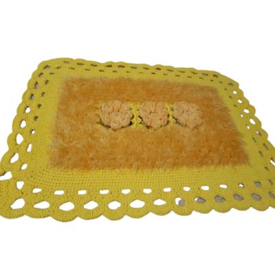 Tapete de crochê luxo amarelo e dourado Artesanal