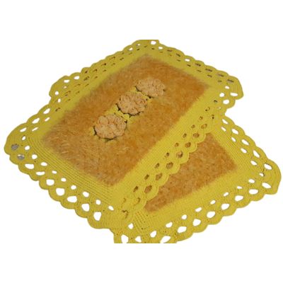Tapete de crochê luxo amarelo e dourado Artesanal