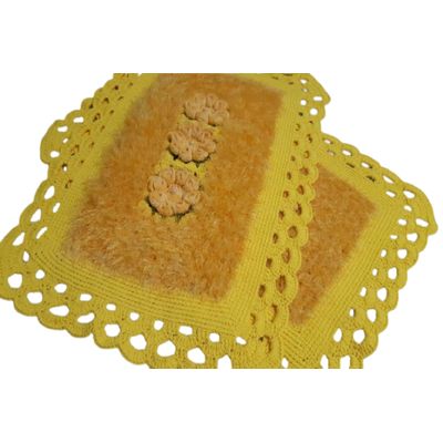 Tapete de crochê luxo amarelo e dourado Artesanal
