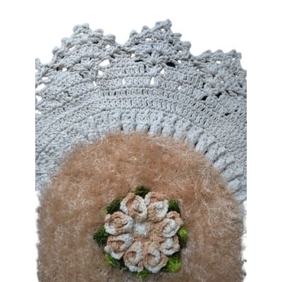 Tapete de crochê luxo branco e marrom Artesanal