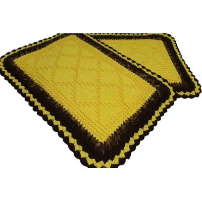 Tapete de crochê amarelo Artesanal