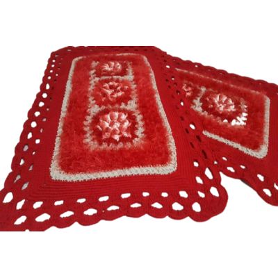Tapete de crochê Luxo vermelho Artesanal