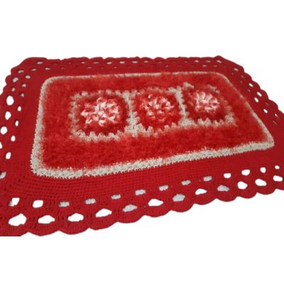 Tapete de crochê Luxo vermelho Artesanal