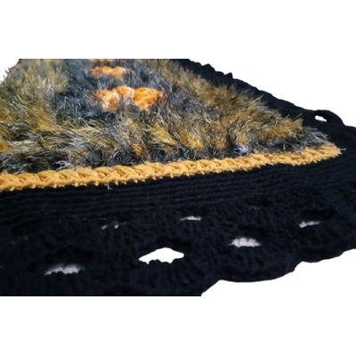 Tapete de crochê luxo amarelo e preto Artesanal