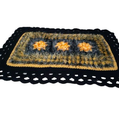 Tapete de crochê luxo amarelo e preto Artesanal
