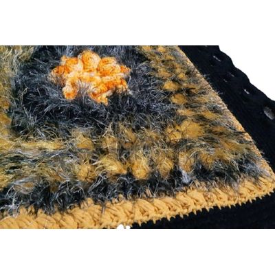 Tapete de crochê luxo amarelo e preto Artesanal
