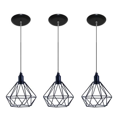 Luminária Teto Pendente Aramado Diamante 03 un