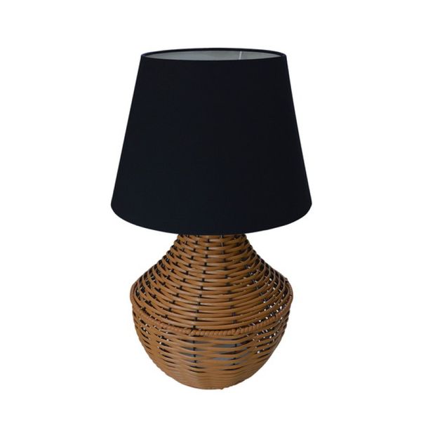 Abajur de mesa Junco Areia Cúpula Preta