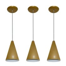 Lustre pendente Balcão cozinha Dourado 03 un