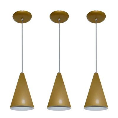 Lustre pendente Balcão cozinha Dourado 03 un