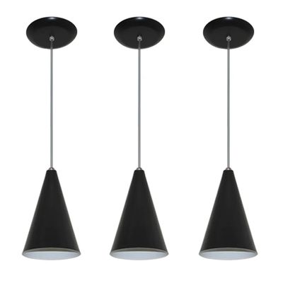 Lustre pendente Balcão cozinha Preto 03 un
