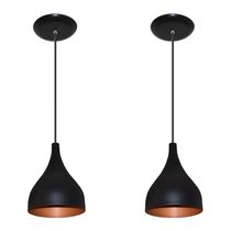 Luminárias pendentes balcão 2 un Preto com cobre