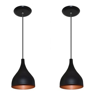 Luminárias pendentes balcão 2 un Preto com cobre