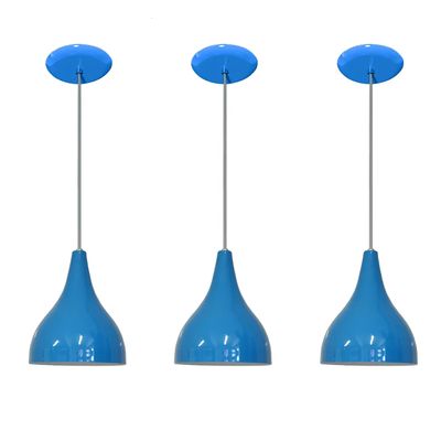 Luminárias pendentes balcão 3 un Azul