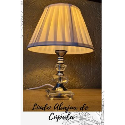 Abajur de mesa Cristal cúpula de Voil Branca