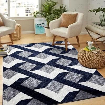 Tapete Flannel Sala Quarto Luxo Macio 2,00x1,40 chevron branco chumbo