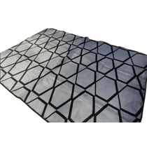 Tapete Flannel Sala Quarto Luxo Macio 2,00x1,40 prata preto