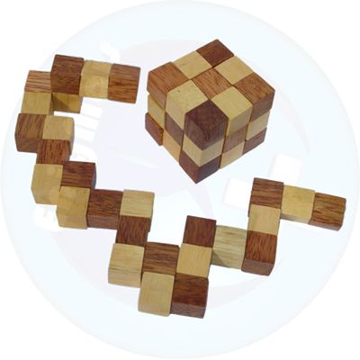 BRINQUEDO INFANTIL CUBO SERPENTE 3X3 MADEIRA