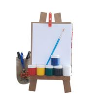 Kit Pintura Cavalete tinta pincel prancheta 10 folhas a5