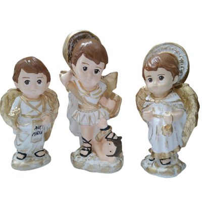 Trio de Arcanjos Baby 15cm em gesso
