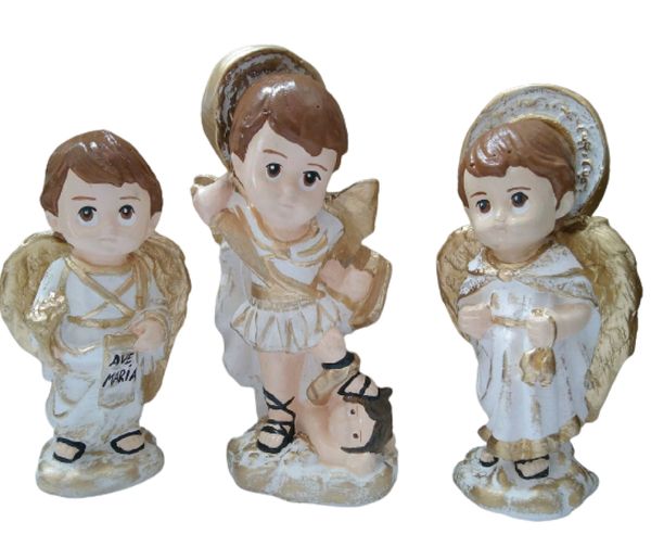Trio de Arcanjos Baby 15cm em gesso