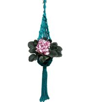 Suporte plantas macramê azul