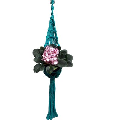 Suporte plantas macramê azul