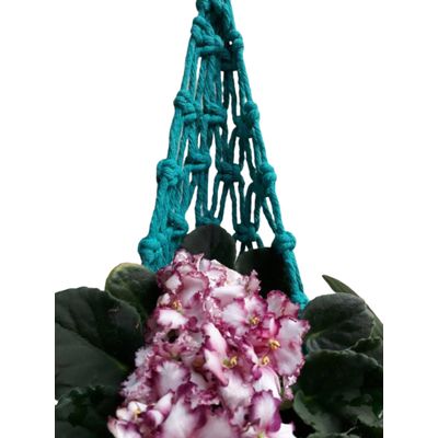 Suporte plantas macramê azul