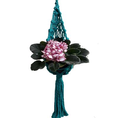 Suporte plantas macramê azul