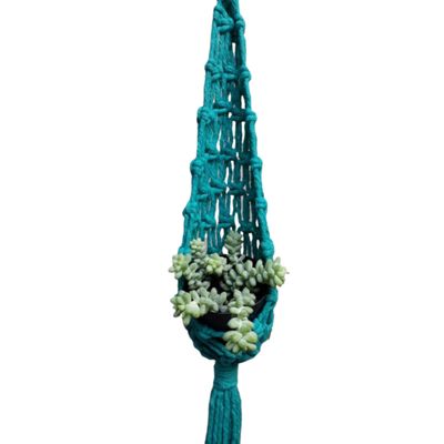 Suporte plantas macramê azul