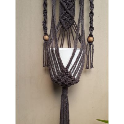 Suporte plantas macramê preto Deise