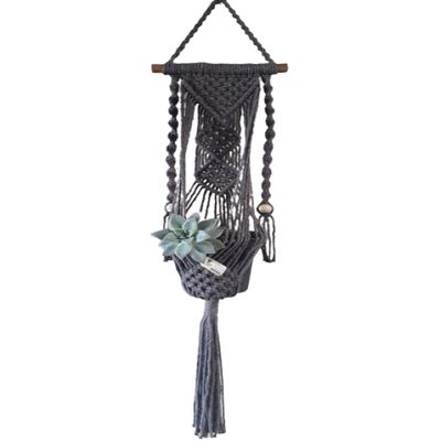 Suporte plantas macramê preto Deise