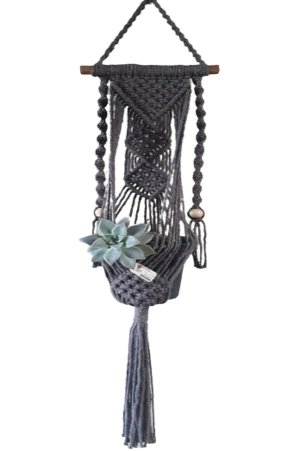Suporte plantas macramê preto Deise