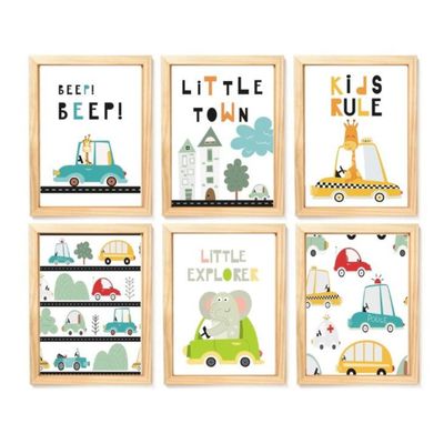 Quadro Infantil Carrinhos 6 un A4
