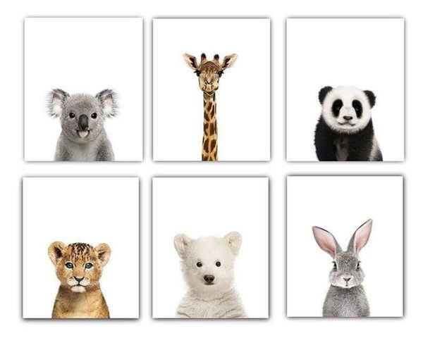 Quadro Infantil Safari 6 un A4 vidro e pendurador