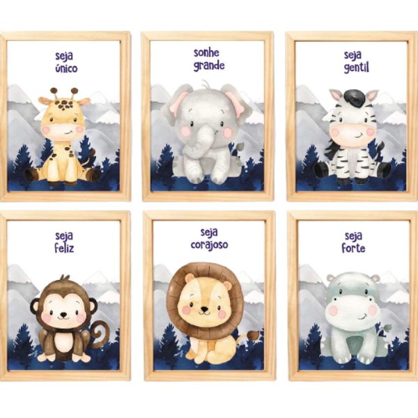 Quadro Infantil 6 un A4 vidro e pendurador