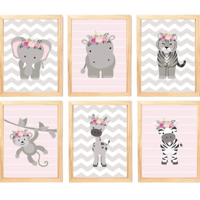 Quadro Infantil Menina 6 un A4 vidro e pendurador