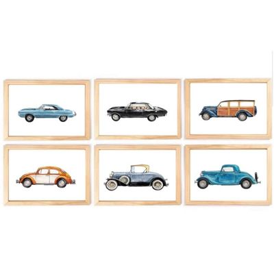 Quadro Infantil Carros 6 un A4 vidro e pendurador