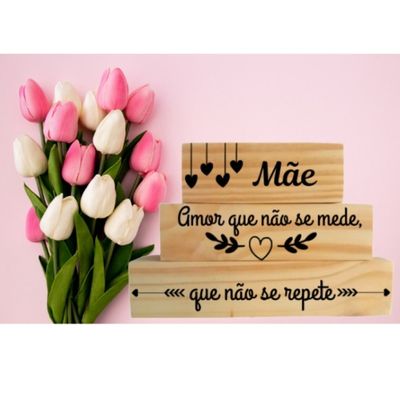 Decoração sala Mãe amor que não se mede - em Madeira pinus