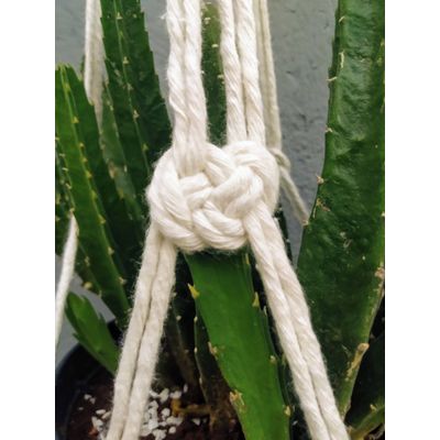 Suporte plantas macramê Trio cor cru