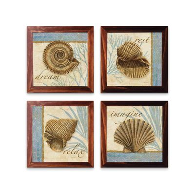 Quadros moldura marrom  com vidro 4 un