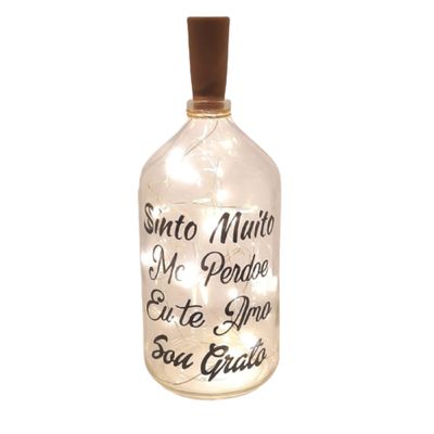Garrafa decorada luminária Sinto Muito