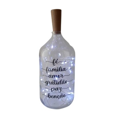 Garrafa decorada luminária Fé