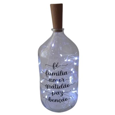 Garrafa decorada luminária Fé